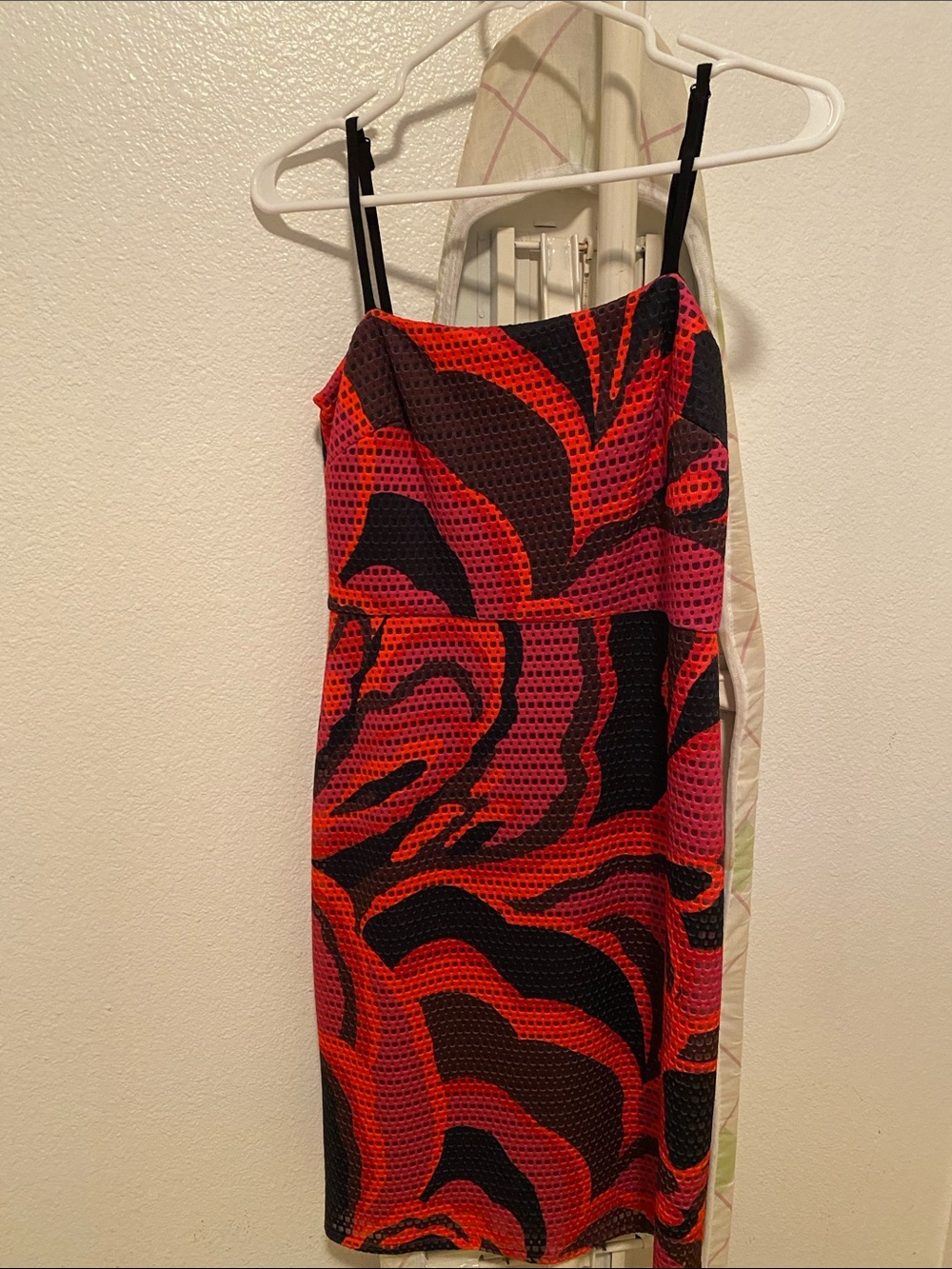 Trina Turk Red, Pink & Black Abstract Mini Dress